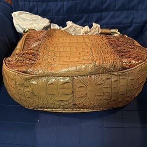 Brahmin Brown Croc-Embossed Shoulder Bag